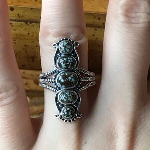 Natural Royston Blue Horizon Turquoise Sterling Silver Ring Size 8